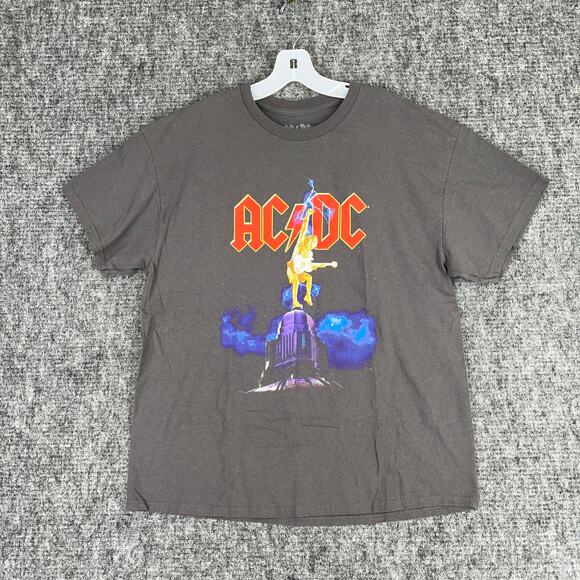 AC/DC Shirt Mens Extra Large Gray High Voltage Angus Young Rock Tour 1970s Retro - Picture 1 of 6